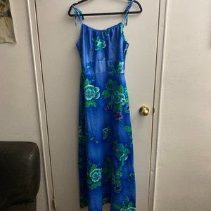 Bright blue floral maxi dress